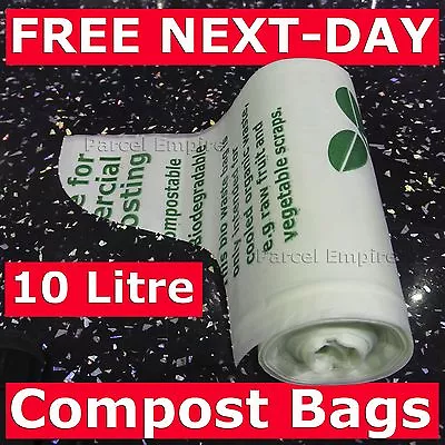 100% Certified Biodegradable 10L CADDY LINERS Food Waste Compost Bag Kitchen 1st • £8.84