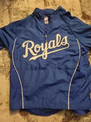 Kansas City Royals MLB Baseball Majestic Cool Base 1/4 Zip SS Jacket Mens Medium • $22.99