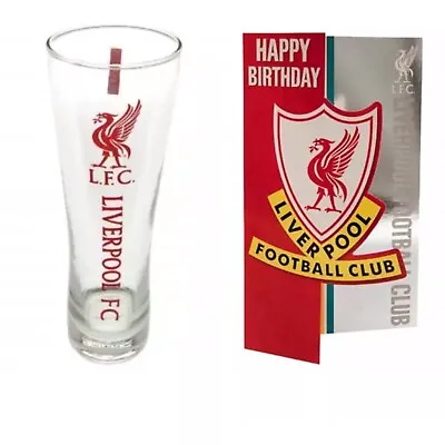 £20.99 • Buy Liverpool FC Birthday Card And Beer Tall Pint Glass Official Club Gift Dad