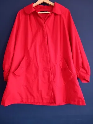 Katharine Hamnett Red Rain Mac Swing Coat Scarf Belt Sz M • £40