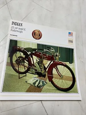 Indian 221 Model K Featherweight 1916 Card Motorbike Of Collection Atlas USA • $10.48