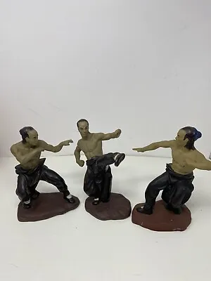 X3 Vintage Shiwan Pottery Clay Mudman Chinese Kung Fu Martial Arts Figures 7” • $179