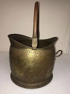 Vintage Brass Coal Scuttle Bucket Helmet Shaped Storage Fireplace Fireside Hom • £22.99