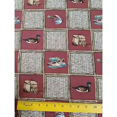 1+ Yard X 54  Red Mallard Duck Fly Fishing Upholstery Fabric By P Kaufmann Sew • $9