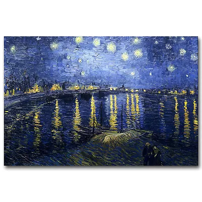 Starry Night Over The Rhone Van Gogh Poster Abstract Print 12x18 32x48 Inches • $4.74