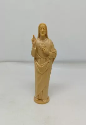 Hard Plastic Sacred Heart Jesus Figurine Statue 5.5” VTG Mid Century Celluloid ? • $9.95