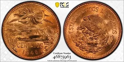 1946Mo Mexico 20 Centavos PCGS MS65RD • $100