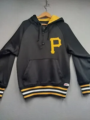 Stitches Pittsburgh Pirates Jacket Mens Sz. Sm Black 1/4 Zip Hooded Fast Shippin • $23.99