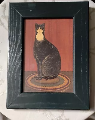 Vintage Warren Kimble Tuxedo Cat Folk Art Print Framed • $15