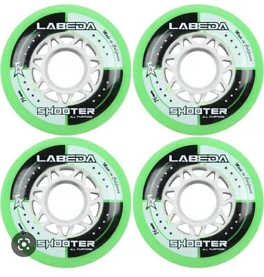 Labeda Shooter Inline Roller Hockey Wheels GREEN/WHITE  76mm Indoor Outdoor • $23.50