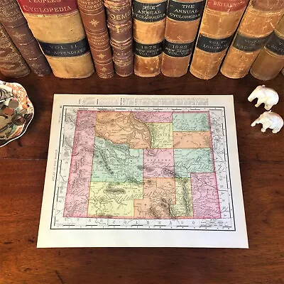 Large Original 1898 Antique Map WYOMING Casper Cheyenne Laramie Gillette Jackson • $36