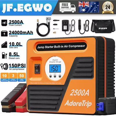 JF.EGWO 2500A Car Jump Starter 150PSI Air Compressor Starting Battery Heavy Duty • $99.87