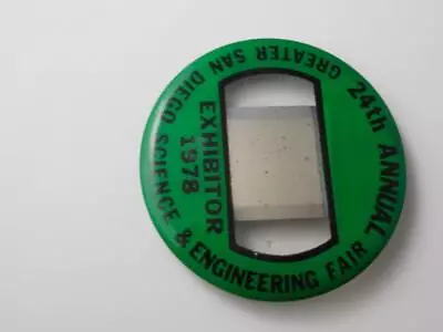 San Diego Science Enginering Fair 1978 Exhibitor Vintage Button Pin Name Tag • $5.99