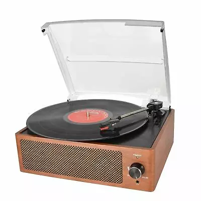 Bluetooth Record Player Belt-Driven 3-Speed Turntable With Headphone Jack  • $74.99