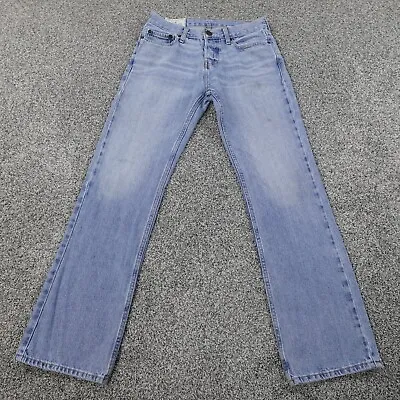 Hollister Jeans Men 29x32 Blue Denim Pants Faded Boot Cut Button Fly Abercrombie • $24.99