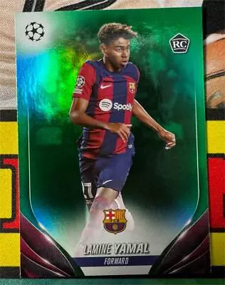 Lamine Yamal 2023-24 Topps UEFA #64 Green Refractor Rookie Barcelona /99 • $0.99