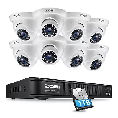 ZOSI 1TB 8CH 1080P DVR 1500TVL Outdoor IR LEDs Dome CCTV Security Camera System • $219.99