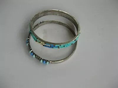 Maurices~New Without Tags~Turquoise Multi Beaded Silvertone 2 Bracelet Set • $11.89