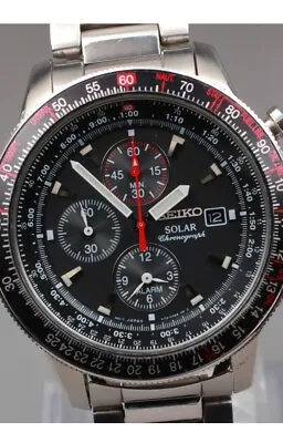 [Near MINT]  SEIKO V172-0AC0 Flightmaster Solar Chronograph Mens • $195