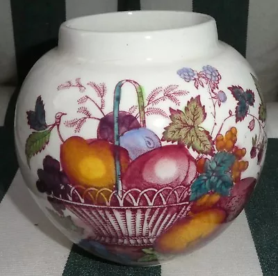 Mason's Vintage Ironstone Red Fruit Basket Ginger Jar Vase 4-3/4  High • $14.99