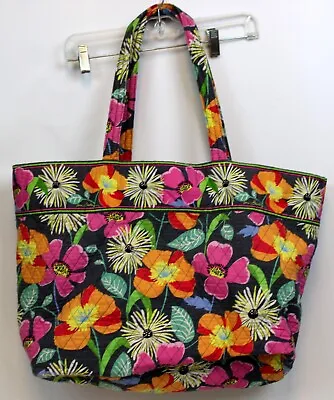 Vera Bradley Grey Jazzy Blooms Floral Tote Bag Baby Orange Travel Spring Beach • $60