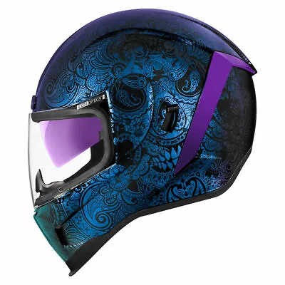 New Icon Chantilly Opal - Blue Motorcycle Helmet All Sizes Street Stunt Race  • $250