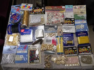 Make Your Own JEWELRY CRAFT Lot Mixed Findings Beads Almost 2 Lbs Cheap • $17.99