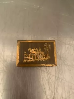 Vintage Metal Match Box Holder With Horses Jumping Fence - Ax • $10