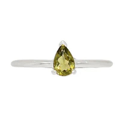 Natural Faceted Moldavite 925 Sterling Silver Ring Jewelry S.8.5 CR30179 • $26.99