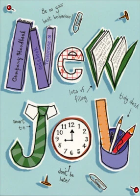 $2.99 • Buy Binders Folders Clock And Pencils New Job Congratulations Card