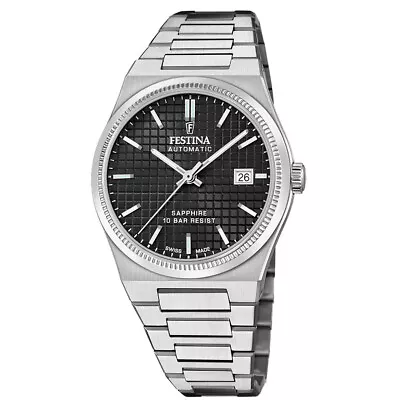 FESTINA Swiss Made AUTO 40MM Black Dial Men's Watch F20028-4 • $468