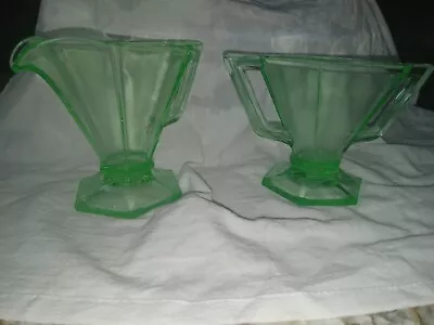 Uranium Glass Sugar Bowl Vintage Set • $25