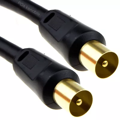 RG6 Coaxial TV Aerial Cable RF Fly Lead Digital Male To Male .5m/1m/2m/3m/5m/10m • £3.32