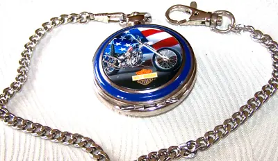 Harley Davidson Franklin Mint Easy Rider Ultimate Chopper Pocket Watch New Batt. • $79.99