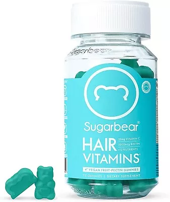 Sugar Bear Hair Vitamins Veg Gummies Extra Strength Biotin 75 Count Exp 02/2025 • $25