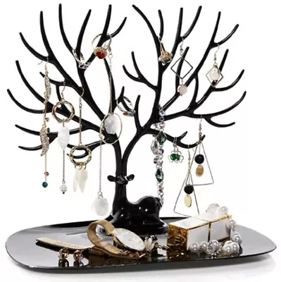 £7.97 • Buy BLACK Display Jewelry Tree Stand Holder Rack Show Earring Necklace Ring Retro