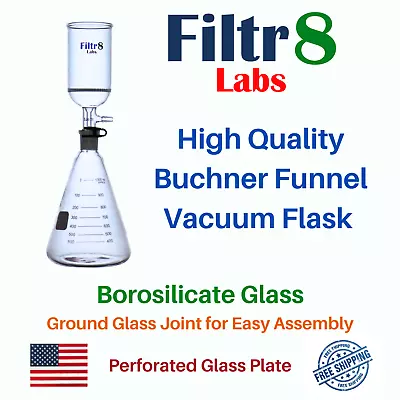 $59.99 • Buy Filtr8 Buchner Funnel Vacuum Filtration Flask - Quality Borosilicate Glass