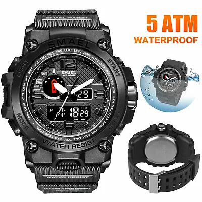 Fashion Military Men's Sport Digital Quartz Analog 50M Waterproof Wrist Watch US • $14.98