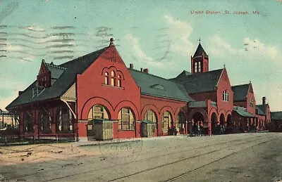 Union Station Railroad Depot St. Joseph Missouri MO 1910 Postcard • $5.95