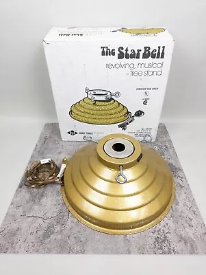 Star Bell Musical Revolving Tree Stand Christmas Gold MCM Vintage WORKING • $129.95