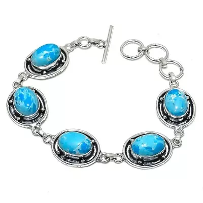 Blue Larimar Gemstone Handmade 925 Sterling Silver Jewelry Bracelet Sz 7-8  • $9.99