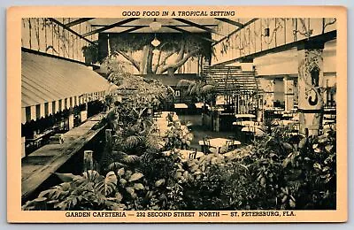 St Petersburg Florida~Garden Cafeteria Interior~1940s B&W Postcard • $13