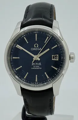 Omega Ref 43133412103001 Steel Auto 41mm Blue Dial Hour Vision De Ville On Strap • $6600