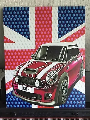 Mini Car British Union Flag Pop Art Print Canvas 40x50cm • £15.99