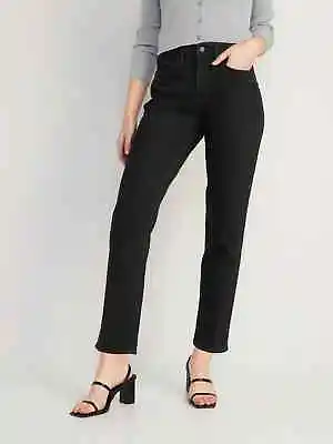 £11.99 • Buy Ladies High Waisted Straight Leg Black Jeans Ex UK Store Denim Rolled Cuff Leg