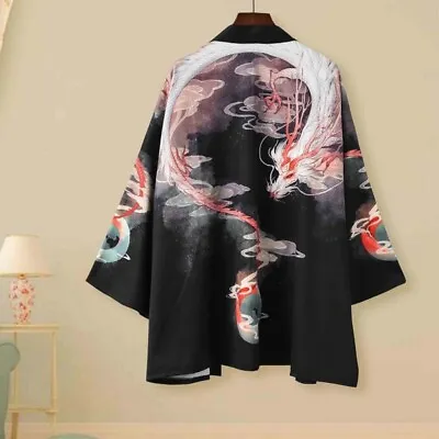 £16.79 • Buy Unisex Kimono Coat Haori Yukata Outwear Cardigan Retro Chinese Dragon Noragi Top