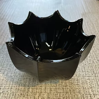 Vintage Black Amethyst Glass Scalloped Umbrella Shaped Dish • $18