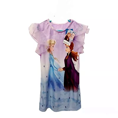 Disney Frozen Girls Purple Nightgown-6-Anna & Elsa-Pajamas • $17.99