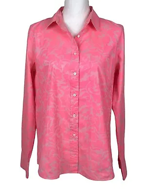 J.Crew Women Long Sleeve Shirt Floral Neon Pink Size 10 • $12