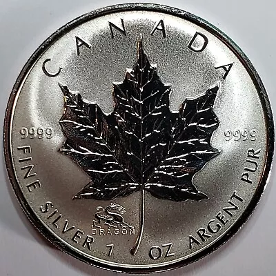 2000 CANADA $5 LUNAR DRAGON Privy Mark Silver Maple Leaf 1oz .9999 Coin With COA • $139